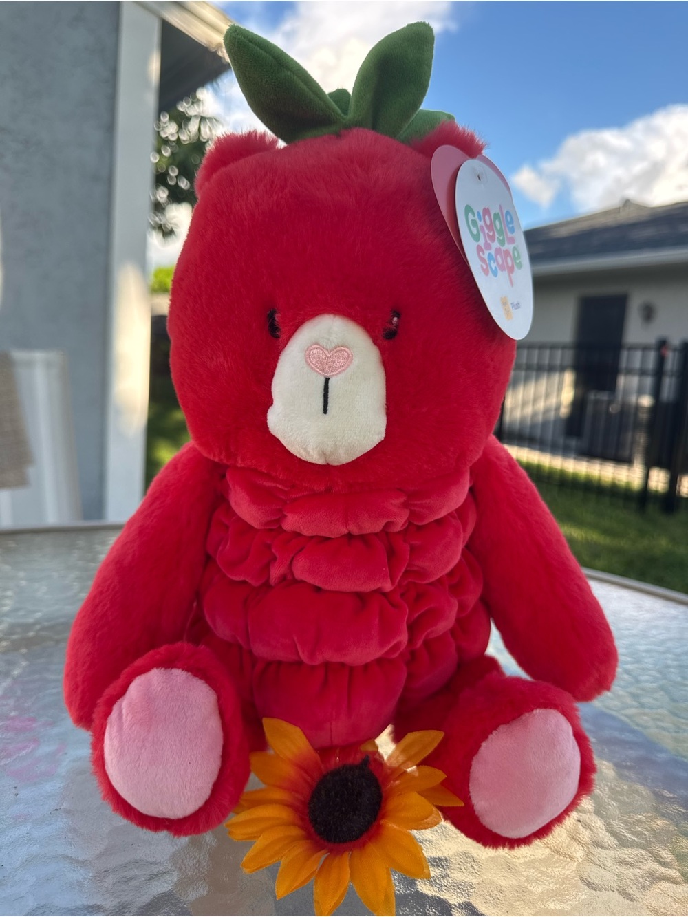 ❤️💚New Giggle Scape Raspberry Bear Plush Stuffed Animal Toy NWT
